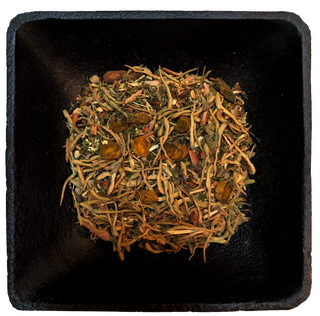 Dried botanicals in migraine relief tea blend