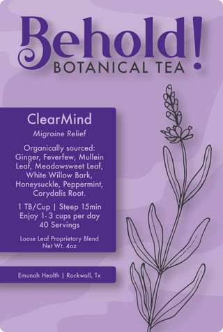 Clear Mind organic botanical tea label