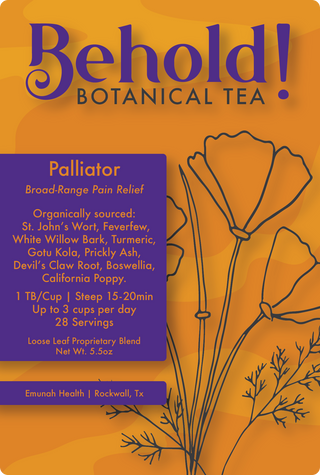 Palliator organic botanical tea label