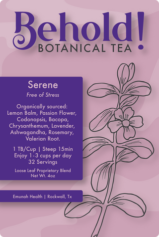 Serene organic botanical tea label